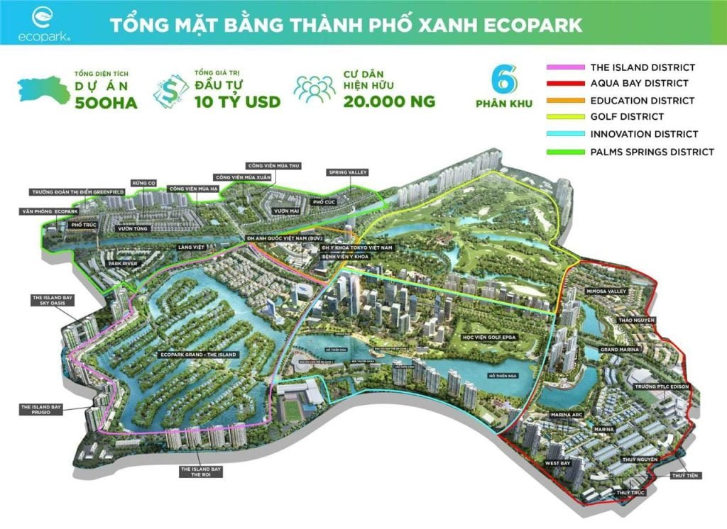 Mặt bằng tổng thể khu đô thị Ecopark