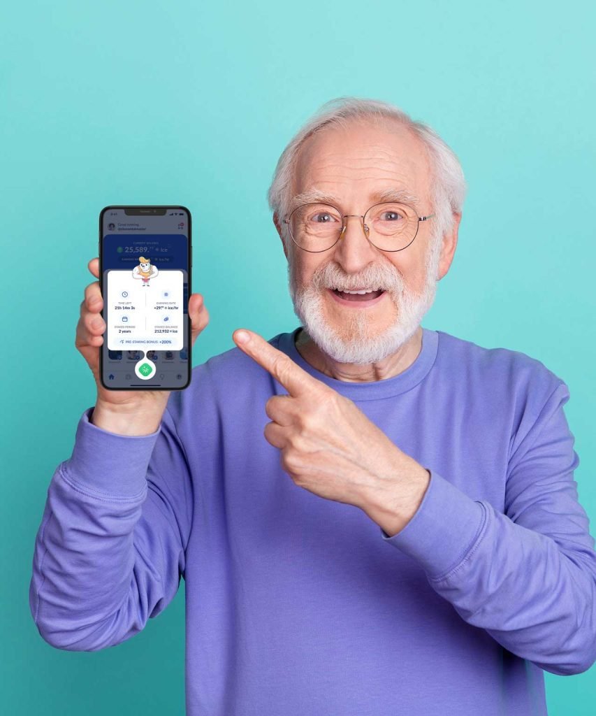 1 cụ già quảng cáo mạng Ice Network