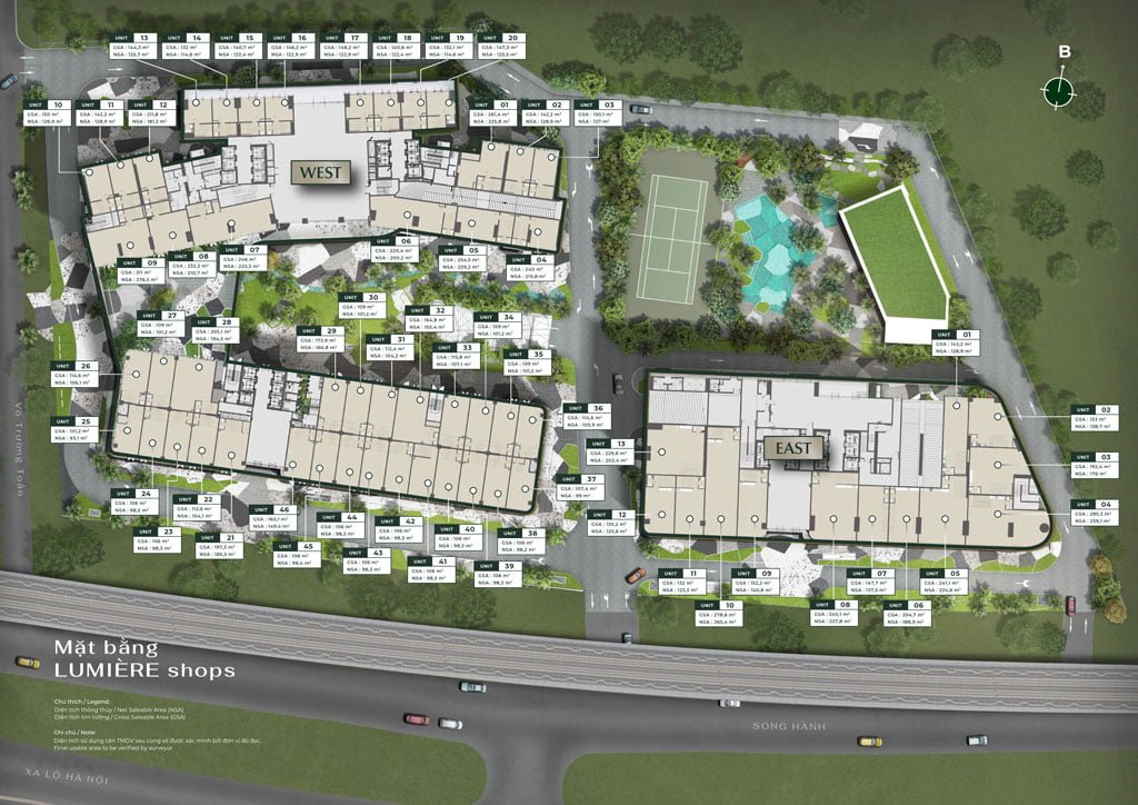 Mặt bằng Shophouse Lumiere Riverside