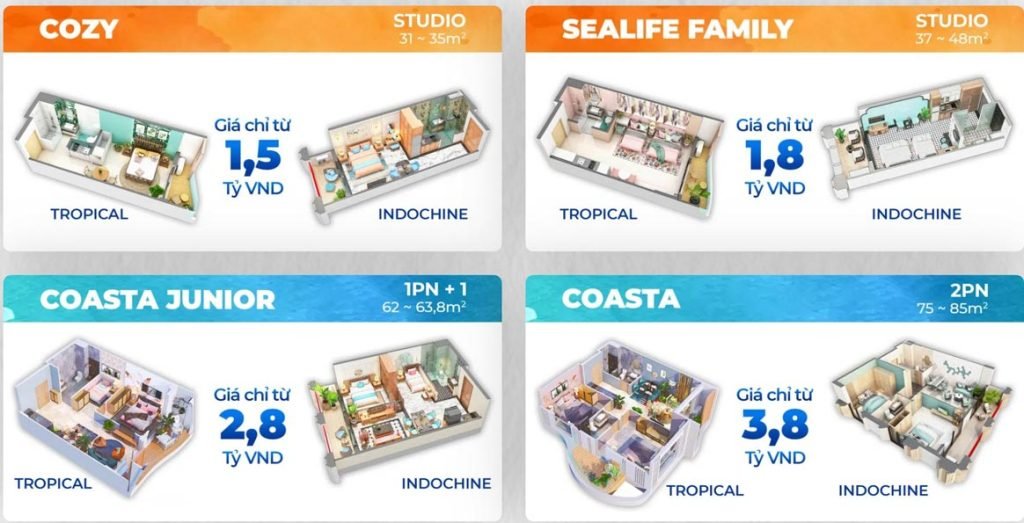 Mặt bằng căn hộ The 5way Phú Quốc