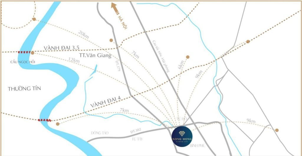 Vị trí dự án Sông Hồng Diamond City
