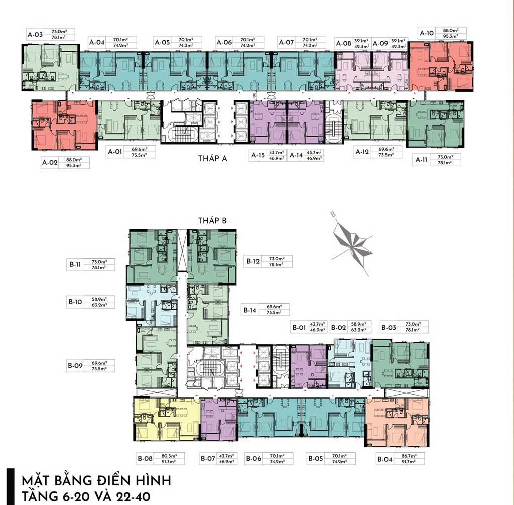 Mặt bằng căn hộ A&T Sky Garden Thuận An