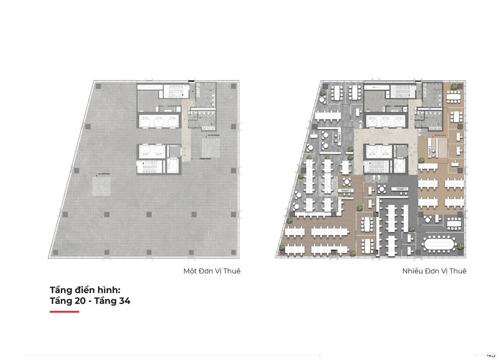 Mặt bằng văn phòng The Nexus tầng 20-34