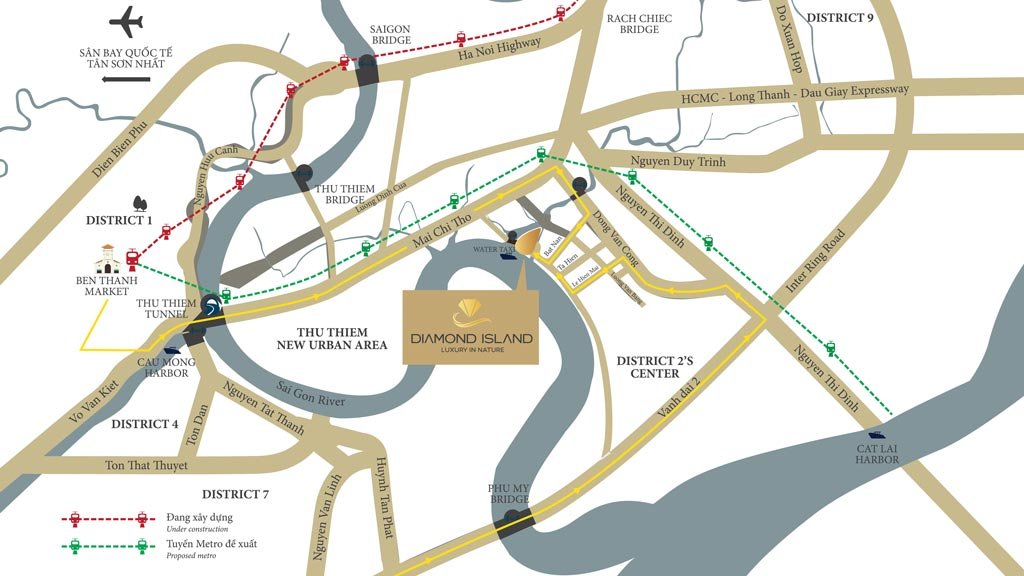 Vị trí dự án căn hộ Đảo Kim Cương