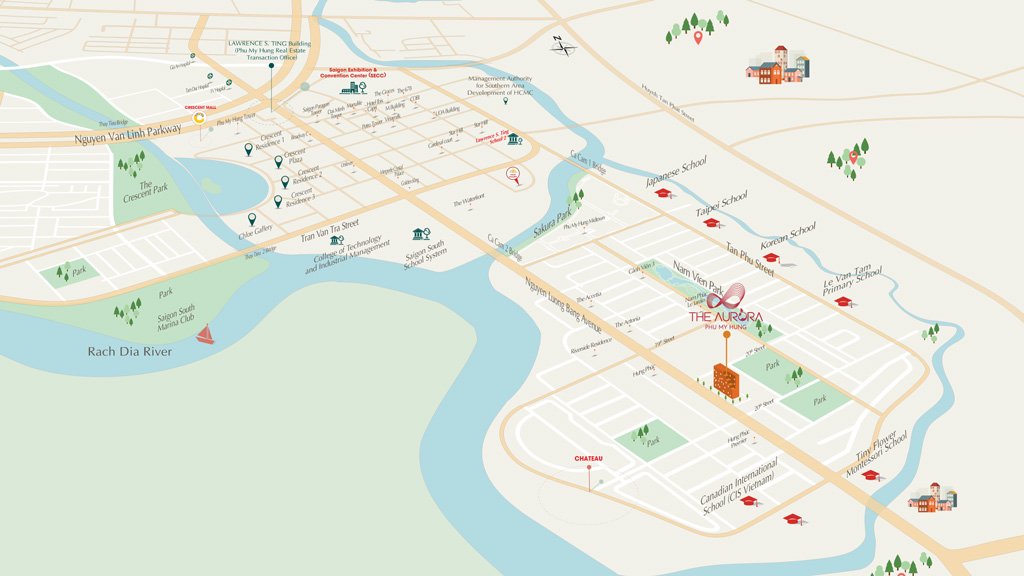 Bản đồ vị trí khu căn hộ Phú Mỹ Hưng The Aurora