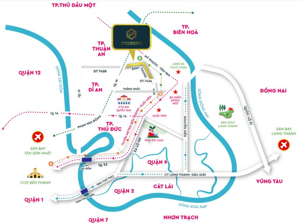 Vị trí khu căn hộ Honas Residence Bình Dương