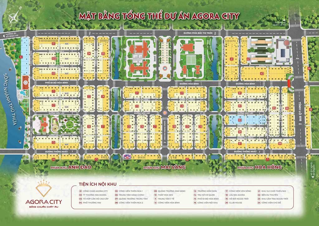 Mặt bằng dự án Agora City Long An
