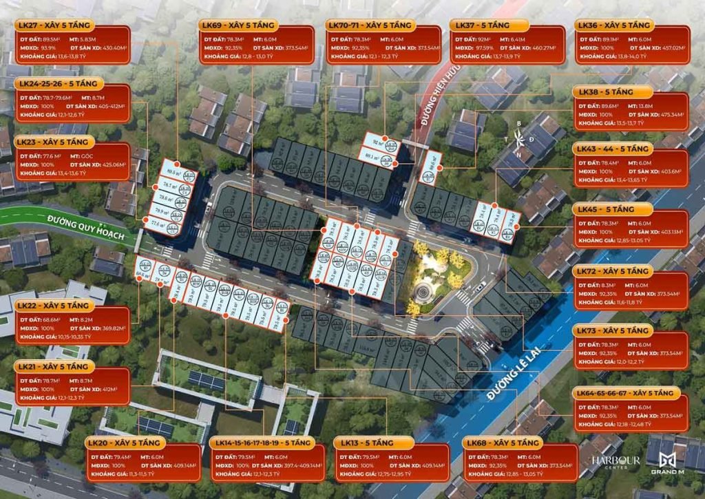 Mặt bằng nhà phố và shophouse Harbour Center