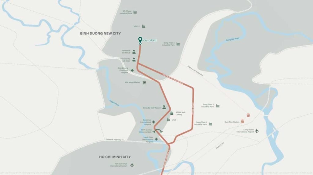 Bản đồ vị trí khu căn hộ ở Bình Dương