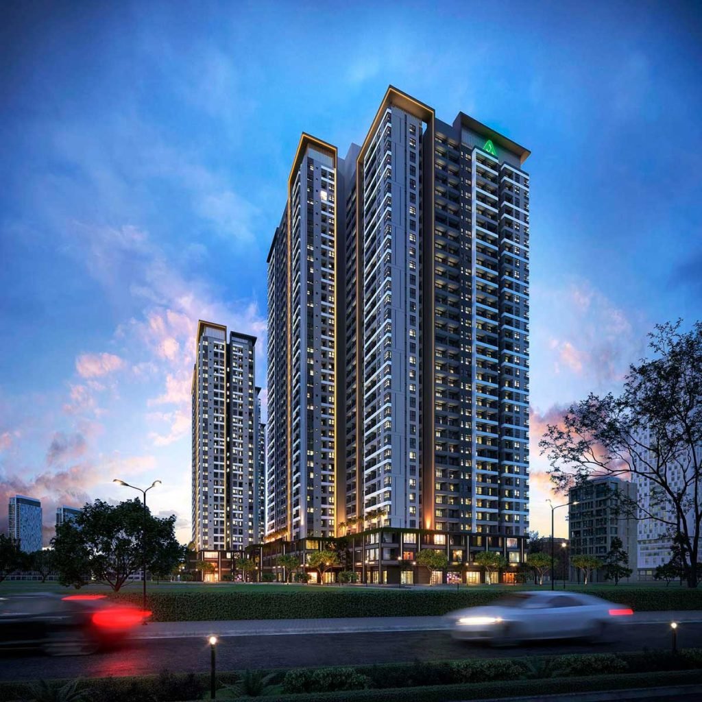 Hình phối cảnh toà tháp căn hộ TT Avio Bình Dương