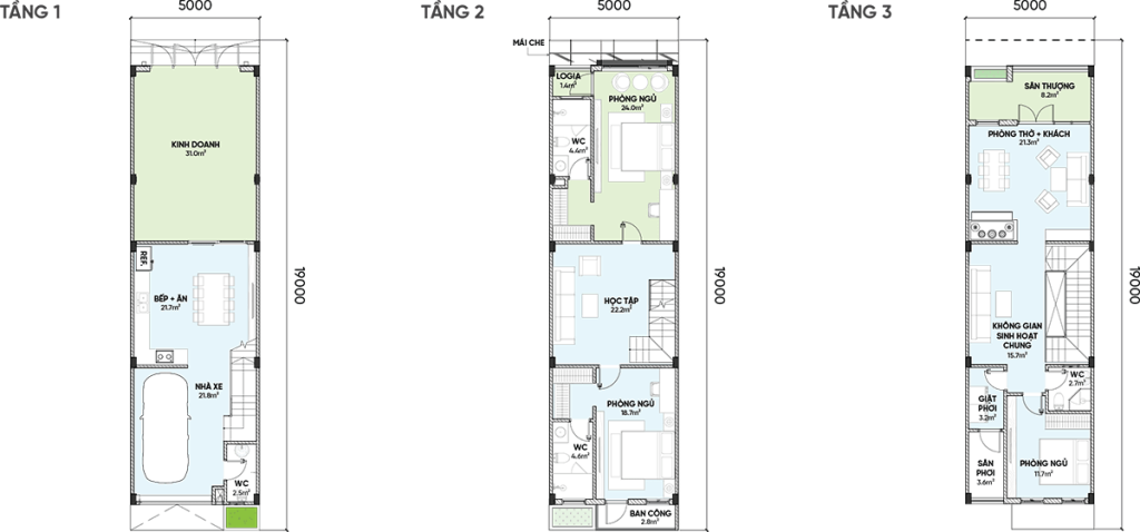 Căn điển hình 3 tầng