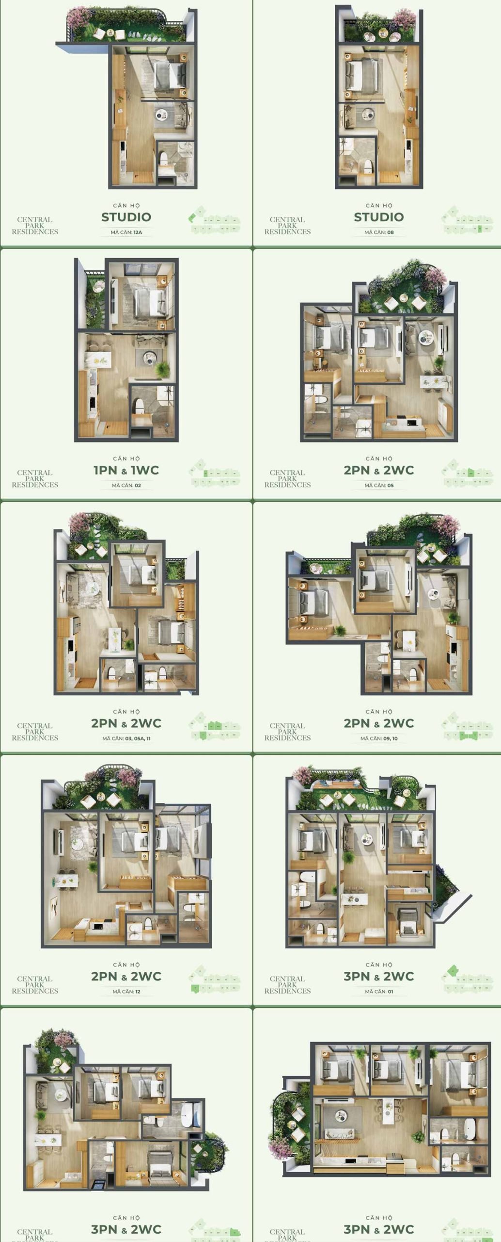 Layout căn hộ Central Park Residences Nghệ An