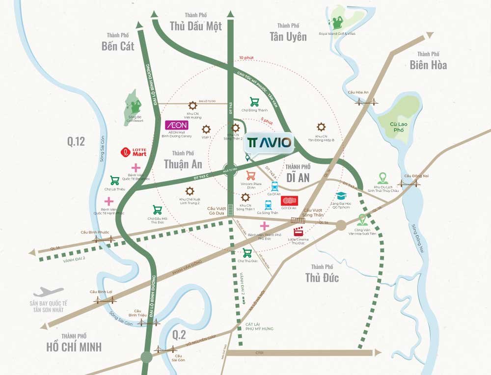 Bản đồ vị trí dự án căn hộ TT Avio Bình Dương
