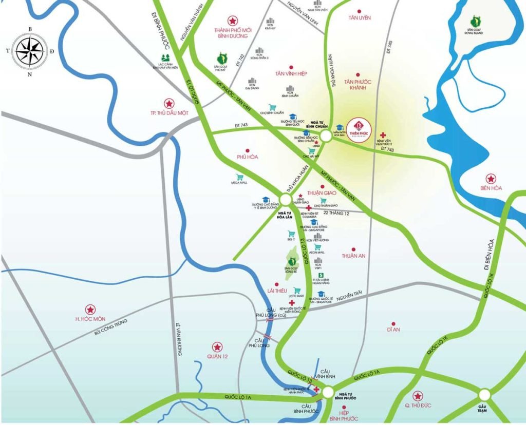Bản đồ vị trí dự án tại thành phố Thuận An của tỉnh Bình Dương