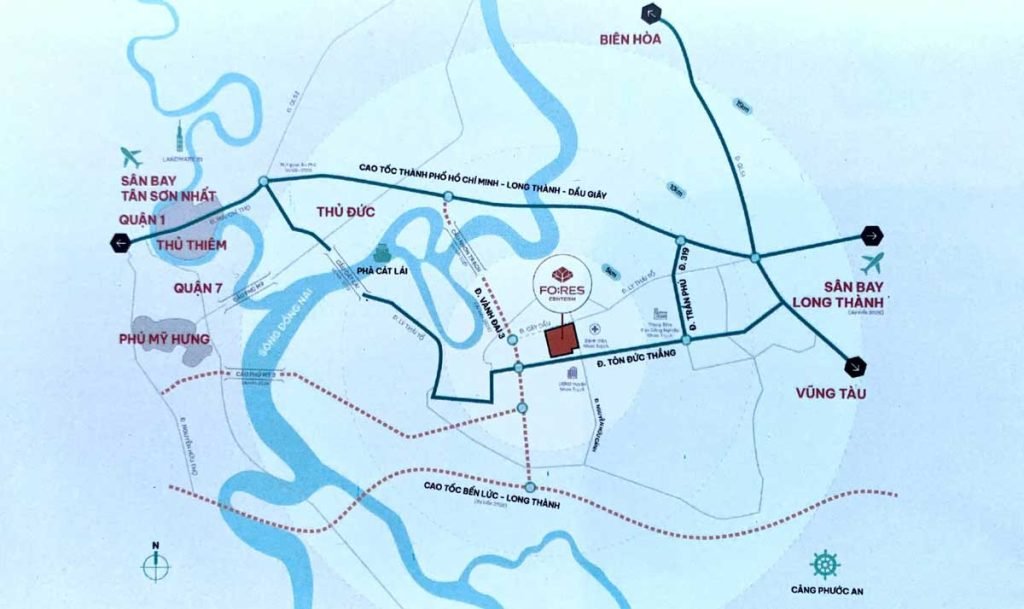 Bản đồ vị trí dự án Fo;res Centerm tại Nhơn Trạch Đồng Nai