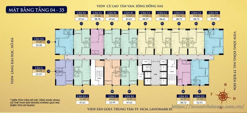 Mặt bằng căn hộ Bcons Avenue Bình Dương