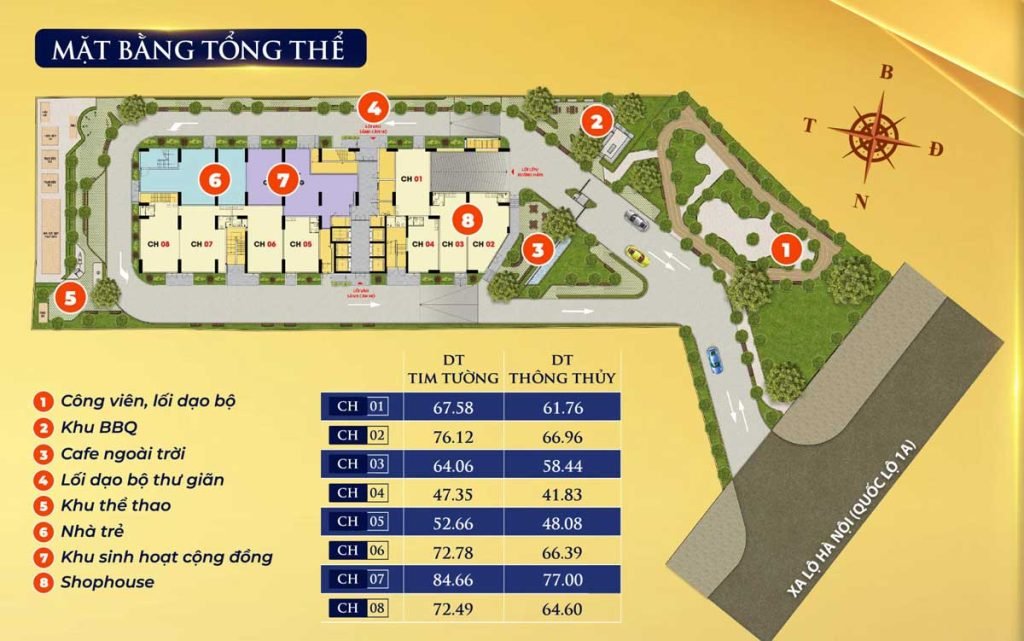 Mặt bằng shophouse Bcons Avenue Bình Dương tầng trệt