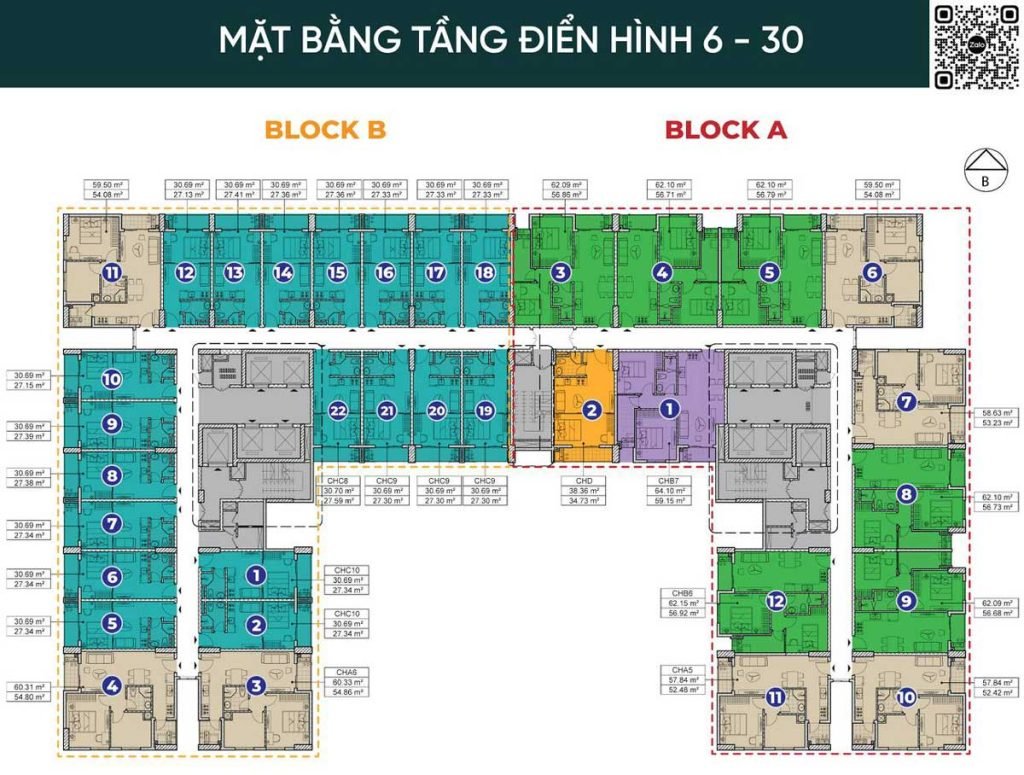 Mặt bằng căn hộ tầng điển hình 6-30
