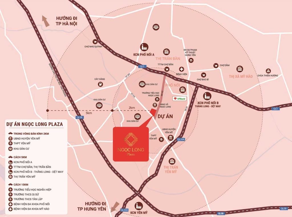 Bản đồ vị trí Ngọc Long Plaza Yên Mỹ
