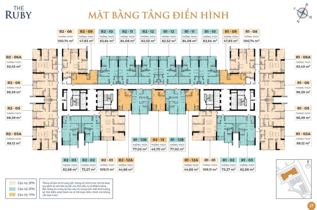 Mặt bằng căn hộ Newtown Diamond The Ruby